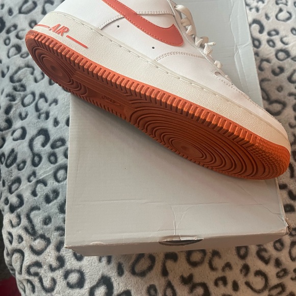 Nike Air Force 1 White and Orange Shoes - Picture 2 of 5